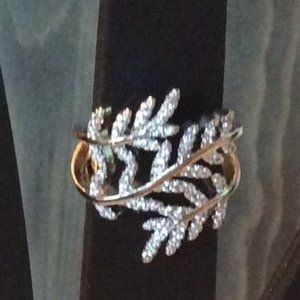 New  925 Sterling Silver Cubic Zirconia Feather Design Ring Sz 6 & 7